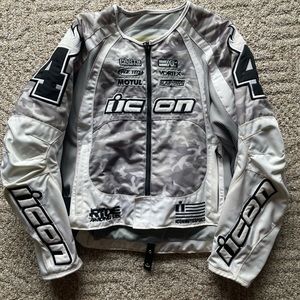 Icon Motosports Merc 3 Jacket White Black Motocross Racing Size Medium